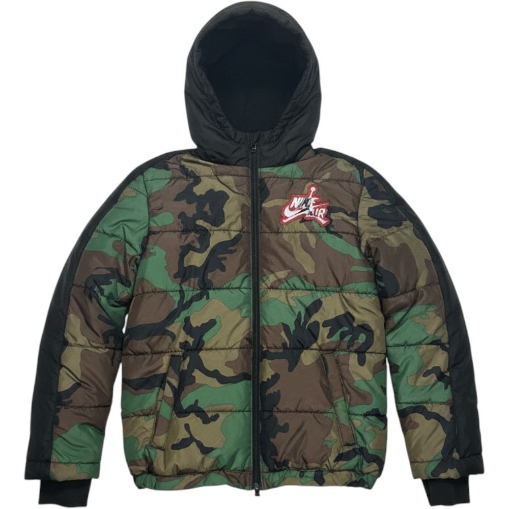 Nike Air Jordan Boys Camo Puffer Jacket Size L 12-13Y Camouflage Fleece Lined